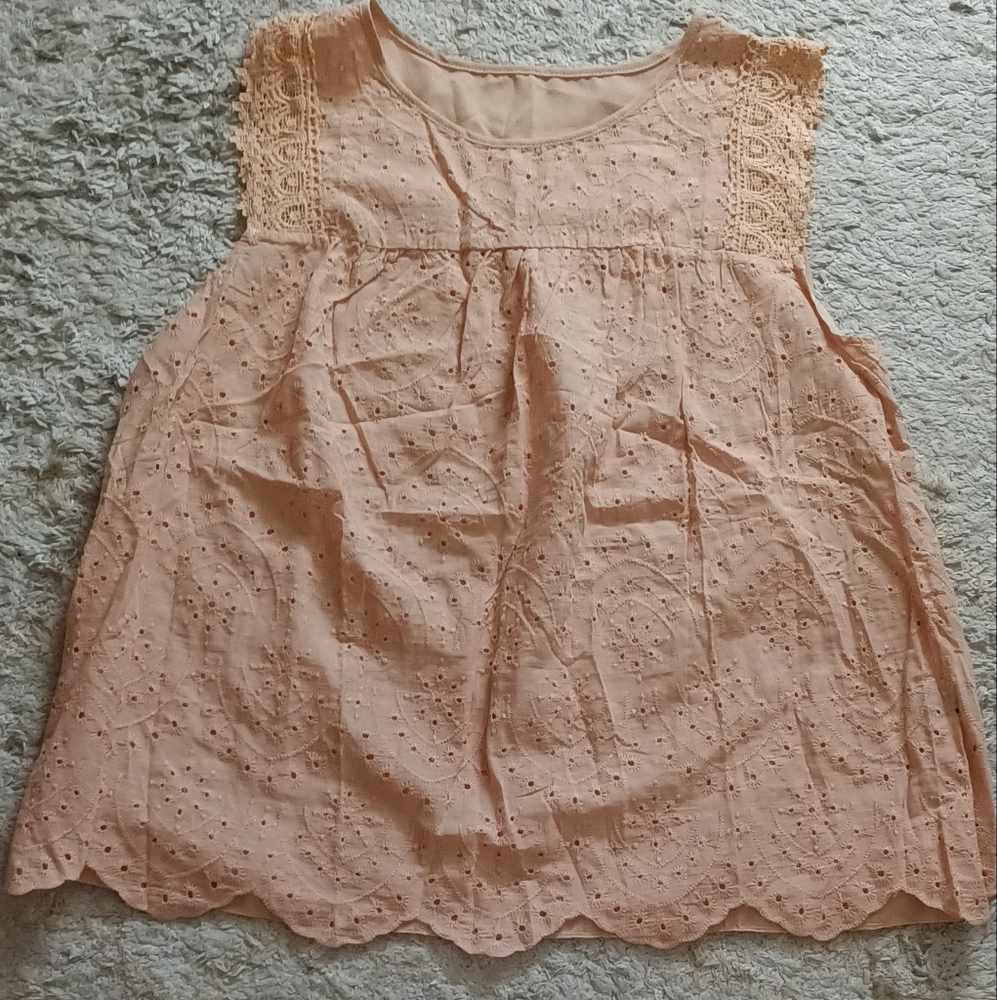 SHEIN Coral Eyelet A-Line Top